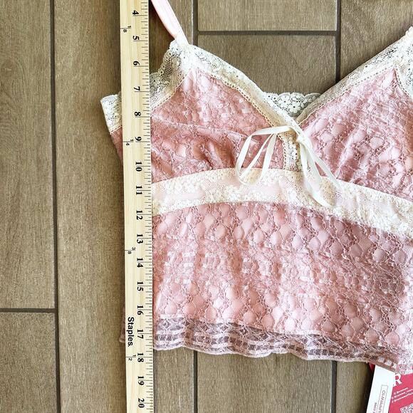 Romwe Lace Babydoll Tank Top Cami Small Crop Y2K 90s Coquette Fairy Romantic - Picture 4 of 5